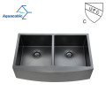 Avental aço frontal aço inoxidável tigela única Gunmetal preto PVD Nano Sink Kitchen